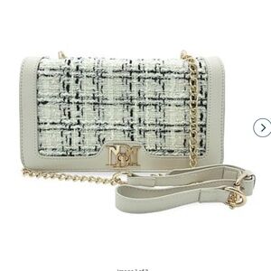 Badgley Mischka Tweed Crossbody Bag Off White